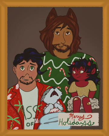 4 characters, half-body, flat colors, plus simple background