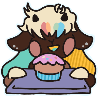 1 character, half-body, flat colors, plus Discord sticker sized